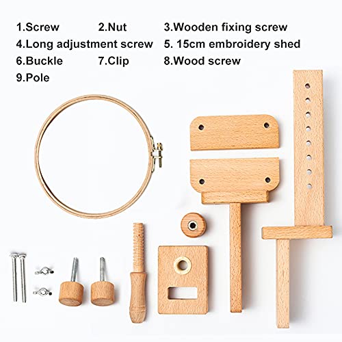 Embroidery Stand Table Clamp 360 Degree Rotation Cross Stitch Tapestry Hoop on Table Wood Hoop Holder Desktop Cross Stitch Seat Frame for Needlework Sewing DIY