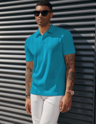 Image of PJ PAUL JONES Mens Polo Shirts Short Sleeve Textured Knit Polos