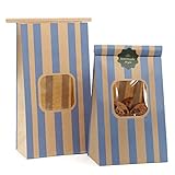 BagDream Grease Resistant Bakery Bags with Window 50Pcs 5x2.95x9.45 Inches Tin Tie Tab Lock Bags,...