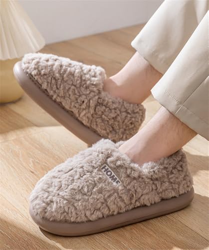 Rungion Womens Warm Furry Fleece Lined Slippers Winter Outdoor/Indoor Shoes Non-Slip Thick-Sole Ankle Boots for Home Couple Wear2