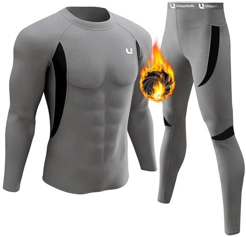 UNIQUEBELLA Suit Esquí Térmica Ropa Interior Térmica Manga Larga Camiseta + Térmica Pantalones Largos, Deportes de Invierno, Conjuntos térmicos para Hombre