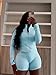 Vssjavun Women 2 Piece Outfits Sweatsuit Sets Long Sleeve Full Zip Workout Jacket Bodycon Shorts Set Tracksuit Loungewear LightBlue L