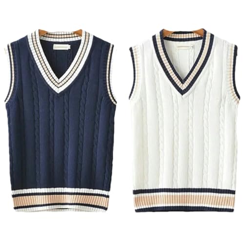 Sweater Vest Men Thicken V-neck Sleeveless Knitted Sweaters Vests Striped Retro Casual knitted vest2