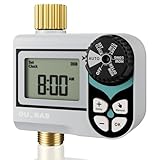 QUOBAS Zero Pressure Water Timer, Programmable Sprinkler Timer for Garden Hose Faucet with Brass Ports, Rain Delay/Manual/Automatic Irrigation System, Low Pressure Watering Compatible Rain Barrel