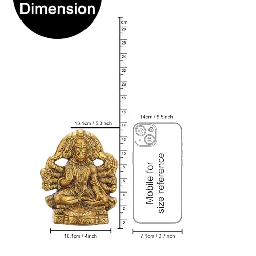 Image of TIED RIBBONS Panchmukhi Lord Hanuman Idol (Small, Metal, 5.3 Inch x 4 Inch) for Home Decor Pooja Room Bedroom Office Table Wall Bajrangbali Murti Statue Showpiece Gifting Decoration Items