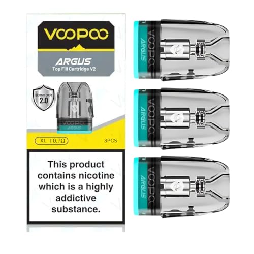 Voopoo Argus Pods Top Fill v2 (0.7 XL V2) - 3 Pack - Available in (0.4 0.7 1.0) Compatible with Full Voopoo Argus Pod Kits Series - No Nicotine (0.7 XL V2)