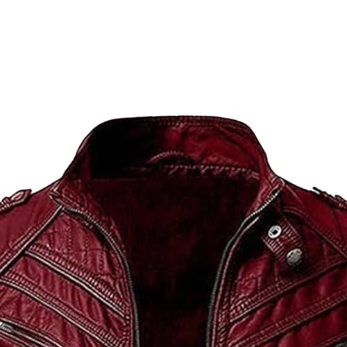 Men's Casual Stand Collar Biker Coat Long Sleeve Motorcycle Leather Jacket Fall Winter Sport Bomber Outwear3