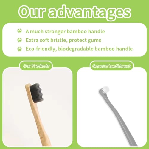 Image of DR PERFECT Ultra Soft Bristle Eco-Friendly Bamboo Dog Toothbrush, for Sensitive Gum Dog with Teeth Cleaning