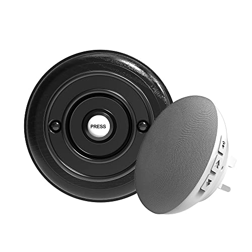 Traditional High Quality Round Wireless Doorbell in Black Ash and Black with Loud Chime (UK Plug in) F5S - Image 3