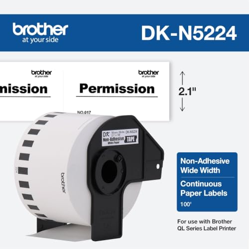 Image of Brother DKN5224 54mm Black on White Non-Adhesive Continuous Length Paper Label Tape