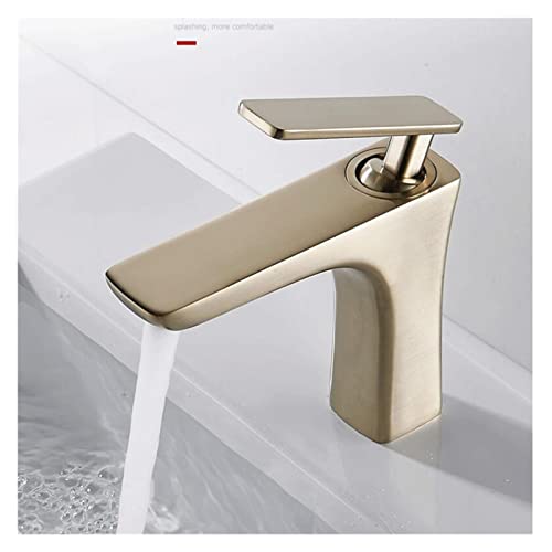 Robinet de lavabo brosse or grand modèle pour vasque à poser moderne - 4