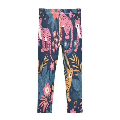 Bolaz Toddler Girls Leggings Printed Yoga Pants Leggings Pink Yellow Leopards for Kids2
