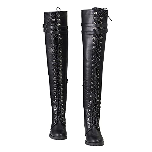 Milwaukee Leather Women's Black Above the Knee Lace-Up Fashion Casual Boots MBL94243