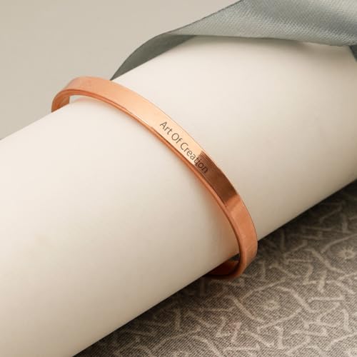 Art Of Creation Handmade Pure Copper Bracelet Kada For Unisex Adjustable Bracelets | Cuff And Bangle Jewelry For Men and Women | India Pattern2