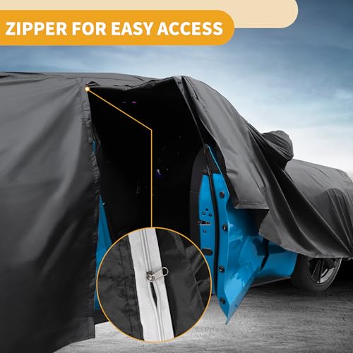 Image of All-Weather Waterproof Car Cover - UV-Resistant Outdoor Full Exterior Protection for mg 4 190T-PU Black with Right Side Zipper