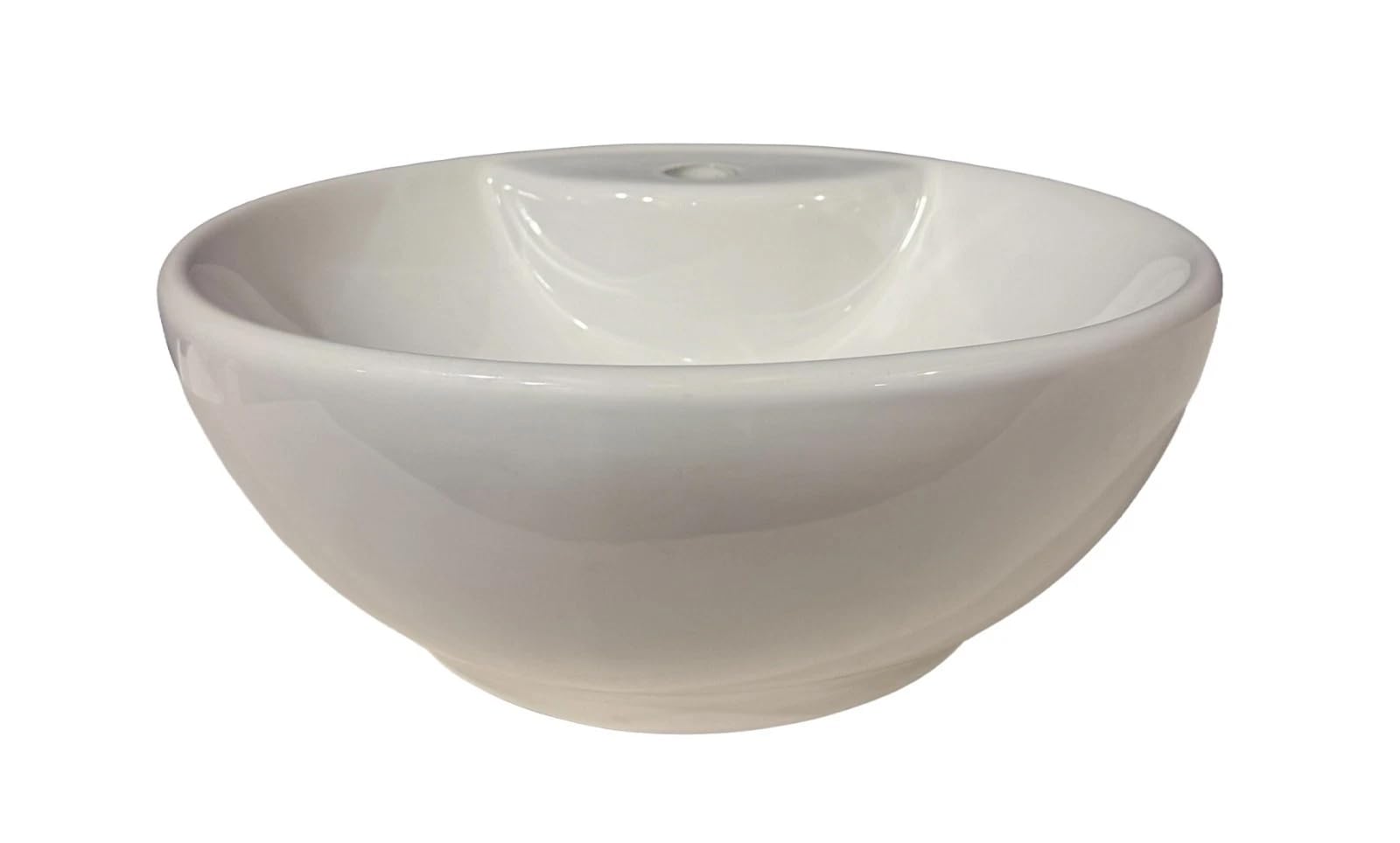 Lavabo rotondo da 390 mm con rubinetto – Lavabo da appoggio in ceramica bianca moderno per mobili da bagno facile da pulire durevole finitura lucida