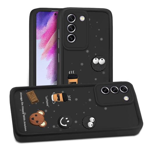 Image of AESTMO Back Case Cover for Samsung S21 FE 5G Cover | Cute Fun Cartoon 3D Ball | Coffee Silicone Case | Full Body Protection | Camera Protection Back Cover for Samsung S21 FE 5G (Black)