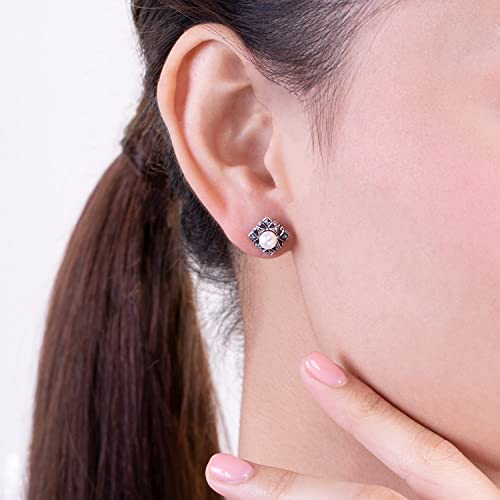 Gemondo USA Pearl & Marcasite Floral Button Earrings3