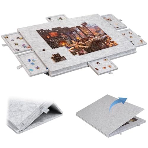 Support 2 en 1 puzzle 1000 pièces pliable, table de tri avec feutre et couvercle de protection