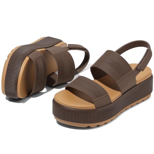 Image of Lovee Cosee Platform Water Sandals for Women Chunky Wedge Lug Sole Comfortable Waterproof Summer Walking Beach Shoes