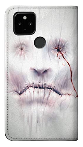 Housse cuir Google Pixel 4a 5G étui flip horror face coque protection portefeuille - 2