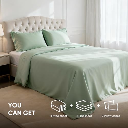 Image of TWK 1200 Thread Count 100% Egyptian Cotton Sheets Bed Set,Thickness,Long-Lasting Durability,Resists Pilling,Deep Pocket Up to 18 inch,with a Laundry Bag (Mineral, King)
