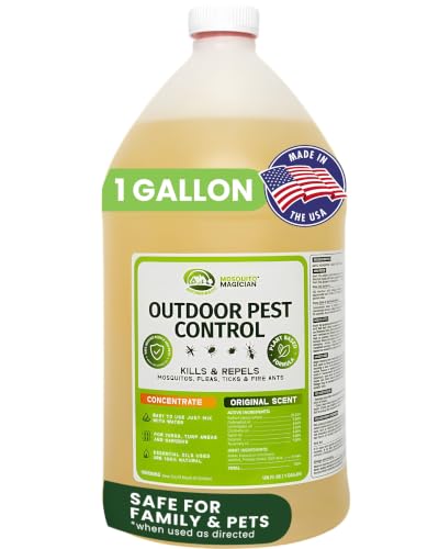 Mosquito Magician Liquid Concentrate Kills Mosquitoes Fleas & Fire Ants Repels and Prevents Ticks Essential Oil Yard Treatment Spray for Sprayers Foggers & Misting Systems 1 Gal Original