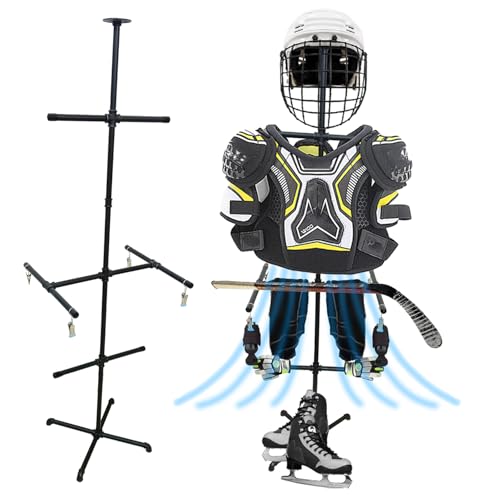 IMCCSPTP Hockey Equipment Drying Rack Heavy Duty Metal Sports Hockey Gear Drying Rack Ice Hockey Drying Rack for Hockey Football Lacrosse Gloves Pads Helmets (Black)
