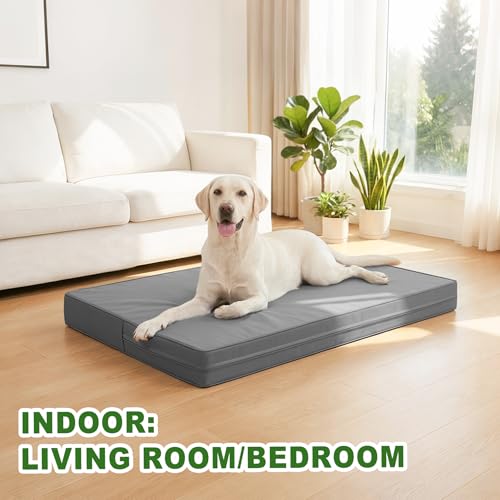 Image of Outdoor Waterproof Dog Bed Large Washable XL Crate Pad 42 inch Leather Wipeable