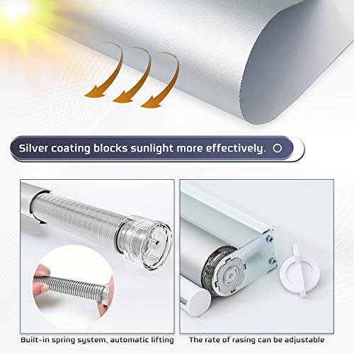 Blackout Window Shades Cordless Window Blinds With Spring Lifting System For Home & Office, 23 X 72 Inch, White #TOP2