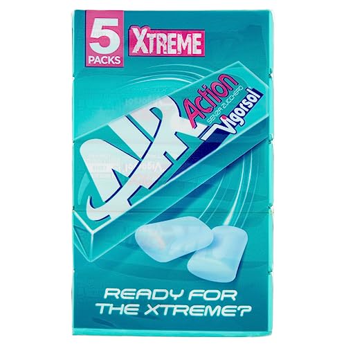 Vigorsol Air Action Xtreme, Gomma da Masticare al Gusto Menta, Senza Zucchero, Confenzione da 5 Stick
