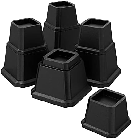 UUKING Furniture Bed Risers Heavy Duty Bed Elevators in Adjustable Heights of 8, 5 or 3 Inches, Set of 4 Lifts Up 1,500 lbs Riser for Sofa and Table, Black