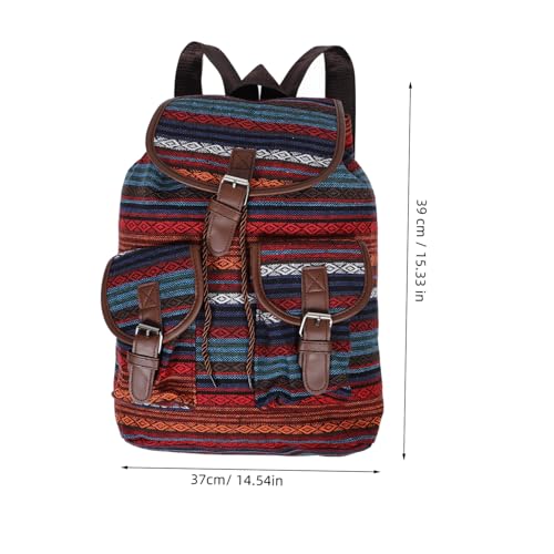 Mochila de lona étnica para mujer mochila escolar vintage bohemia con gran capacidad 2