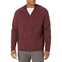 Amazon Essentials Maglione Cardigan con Scollo A V in Lana di Agnello con Tasche (Precedentemente Goodthreads) Uomo, Bordeaux, XXL