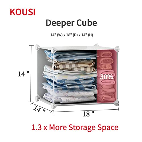 Kousi Portable Wardrobe Closets 14"X18" Depth Cube Storage, Bedroom Armoire, Storage Organizer With Doors, 12 Doors, White #TOP5