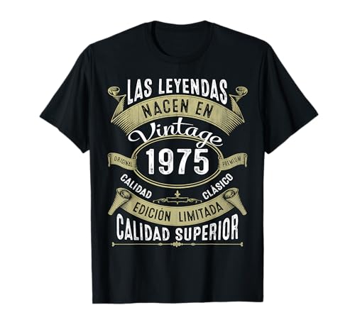 50 Años Cumpleaños Regalo Hombre Mujer Vintage 1975 Camiseta