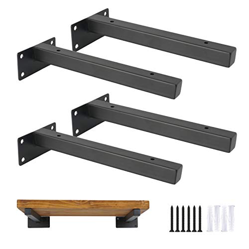 OVOV Schwebende Regalhalterungen, 4 Stück, Metallklammern für Regale, strapazierfähig, schwarz, Regalhalterungen, dekorative Regalstütze, schwarz, 30,5 cm Cover