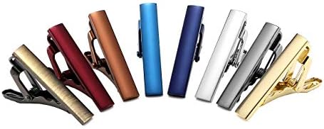 Zysta 8PCS Exquisite Boys Skinny Ties Bar Men Mini Tie Clips Set Multiple Colors Stainless Steel Formal Dress Shirts Necktie Pinch Tack 1 1/3 inch + Gift Box