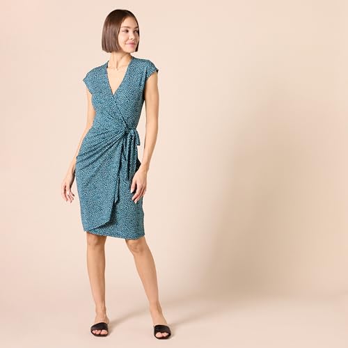 Image of Amazon Essentials Women's Classic Cap Sleeve Wrap Dress with V Neck (Available in Plus Size)