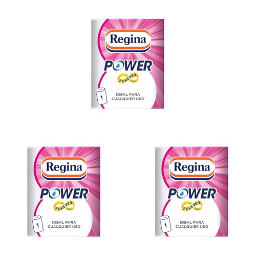 Regina Power Papel de Cocina - 1 Rollo Aún Más Largo, 340 Hojas de 2 Capas, Adecuado para Limpiar Superficies Domésticas, Embalaje Reciclable, Papel 100% Certificado FSC (Paquete de 3)