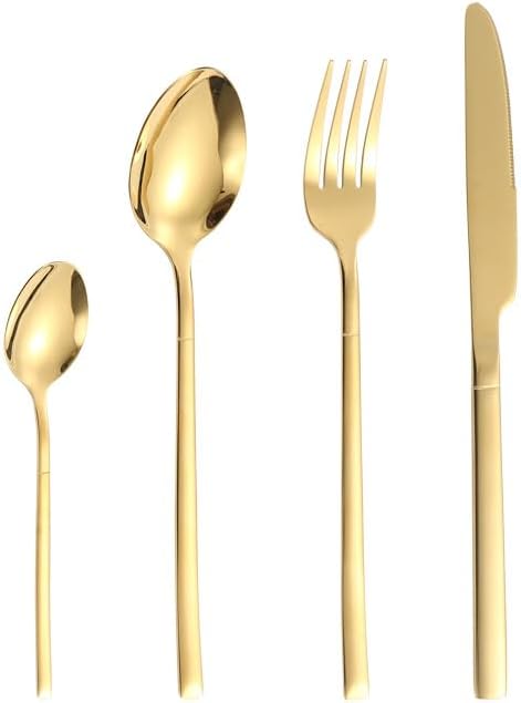 Silverware Flatware Set, 4/16/24/32 Pieces Stainless Steel Knife, Fork And Spoon Set Hotel Home Steak Knife, Fork And Spoon Tableware (Color : Silver, Size : 6Set-24Pcs)