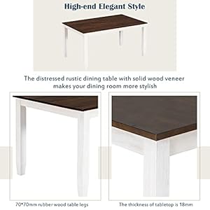 Harper & Bright Designs 6 Piece Dining Table Set with Bench, Wooden Rectangular Dining Table with 4 Chairs & a Bench, Wood Kitchen Dining Room Furniture (Walnut + Cottage White) Harper Bright Designs 6 Piece Dining Table Set with Bench Wooden Rectangular Dining Table with 4 Chairs a Bench Wood Kitchen Dining Room Furniture Walnut Cottage White
