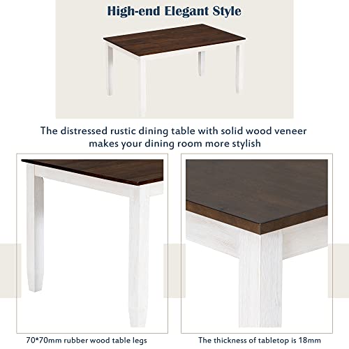 Harper-Bright-Designs-6-Piece-Dining-Table-Set-with-Bench-Wooden-Rectangular-Dining-Table-with-4-Chairs-a-Bench-Wood-Kitchen-Dining-Room-Furniture-Walnut-Cottage-White Harper Bright Designs 6 Piece Dining Table Set with Bench Wooden Rectangular Dining Table with 4 Chairs a Bench Wood Kitchen Dining Room Furniture Walnut Cottage White