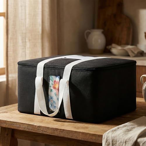 Image of EASY HOME 33L Closet Storage Bags for Clothes Large| Premium Wardrobe Bag with Zip Closure | Moisture Proof Nylon Garment Cover for Sarees, Heavy Quilts & Blankets