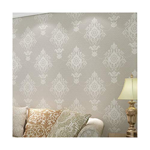 T-QZZQ Pared de la sala de estar del dormitorio de Damasco del estéreo 3D del estilo simple, de estilo europeo, cóncavo y no tejido, marrón claro