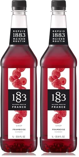 Image of 1883 Raspberry Syrup for Drinks, Made in France, 1 Liter Plastic Bottle (Pack of 2)