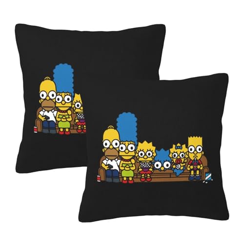 枕カバー ザ・シンプソンズ クッションカバー 2枚セット 座布団カバー まくらカバー おしゃれ 可愛い ソファ背当て 抱き枕 インテリア飾り オフィス 部屋飾り 四季通用 45×45cm