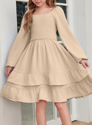 blibean Girls Long Sleeve Dress Tween Fall Tie Back Dress Size 6-15 Years2