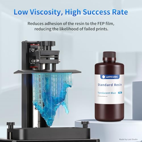Image of ANYCUBIC 3D Printer Resin, 405nm SLA UV-Curing Resin with High Precision and Quick Curing & Excellent Fluidity for LCD 3D Printing (Clear Blue, 1kg)