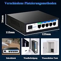 Goalake Gigabit‑PoE+‑Switch 5‑Port | Einfach verwaltbar, 4 PoE‑Ports mit 52 W Gesamtleistung, 1 Uplink‑Port, 1 SFP‑Slot, intelligente APP‑Steuerung, Überlastschutz pro Port – Ansicht 7